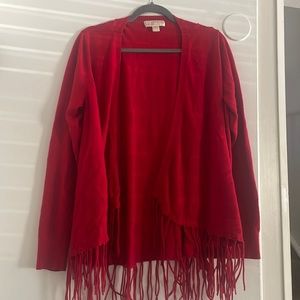 Women’s 1X Michael Kors Red Cardigan with Fringe